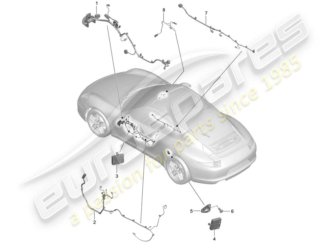 porsche 2012 (991-1) wiring harnesses part diagram