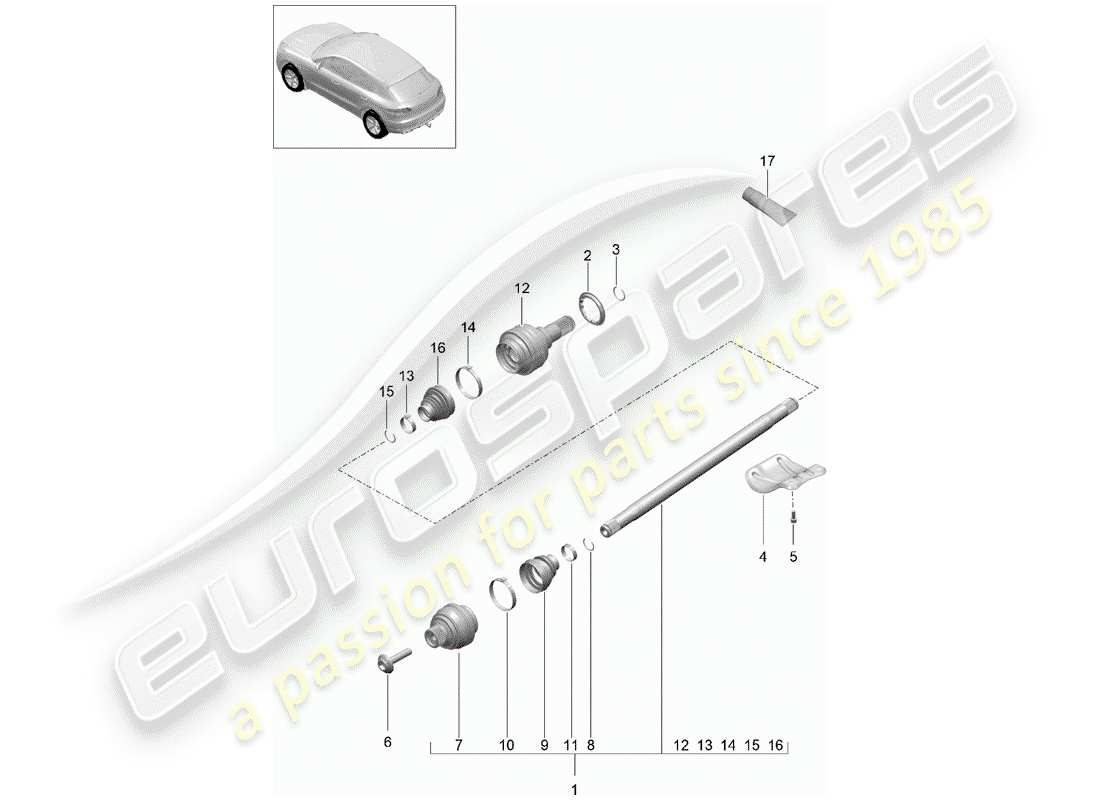 porsche 2017 (macan) drive shaft part diagram