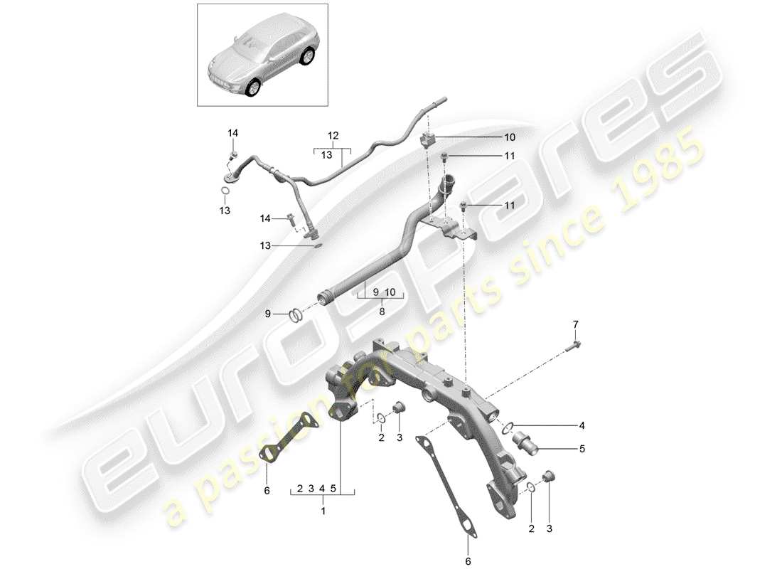 porsche 2017 (macan) water cooling part diagram