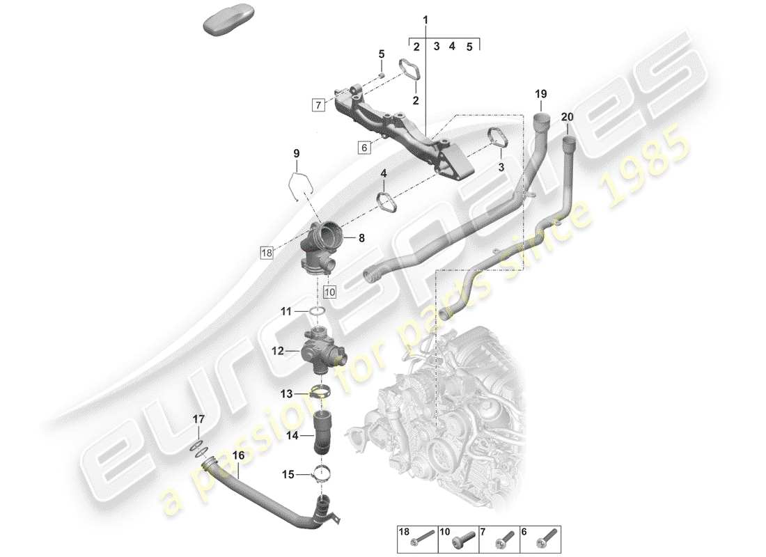 porsche 2020 (992-1) sub-frame parts diagram