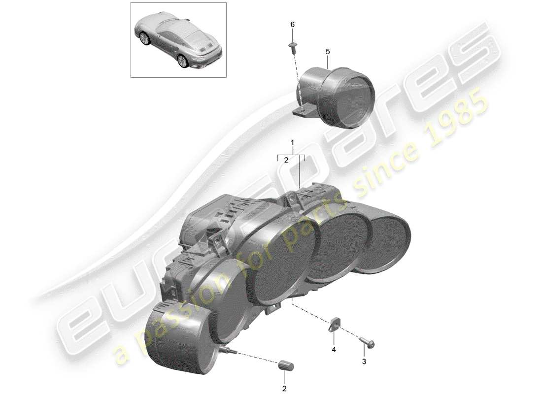 porsche 2015 (991-1 turbo) instrument cluster part diagram