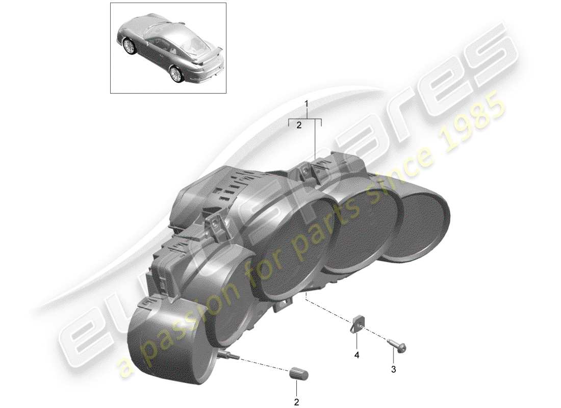 porsche 2018 (991-2 r/gt3/rs) instrument cluster part diagram