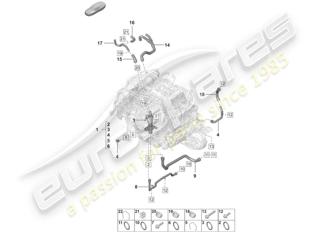 porsche 2020 (992-1) water cooling parts diagram