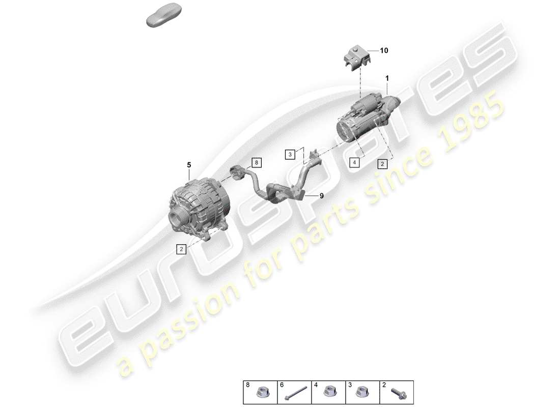 porsche 2020 (718 boxster spyder) starter parts diagram