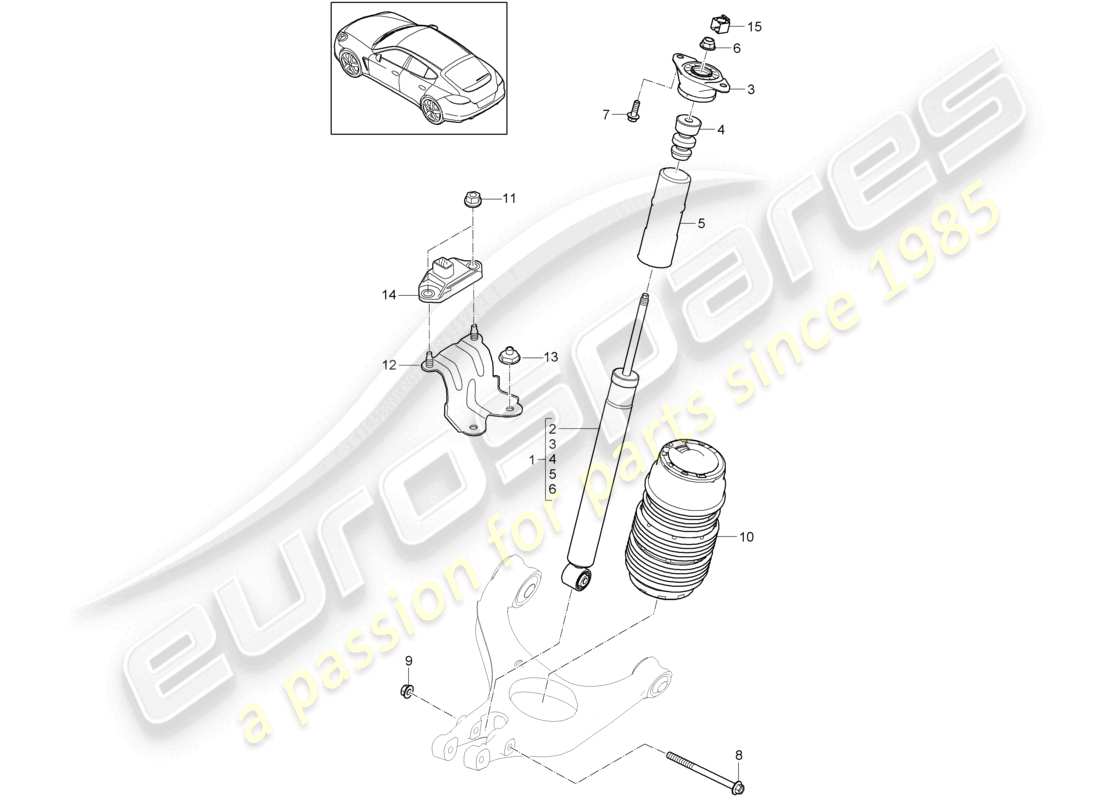 porsche 2010 (cayenne e1 9pa) suspension shock absorbers parts diagram