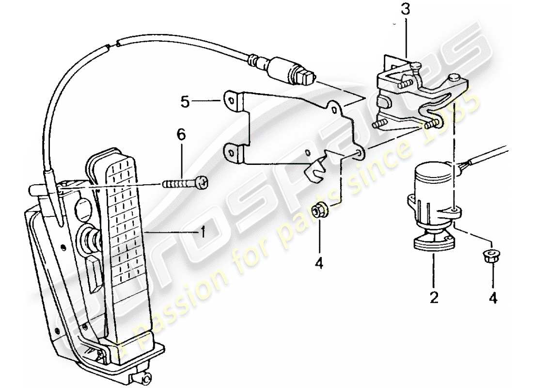 porsche 2001 (996 turbo / gt2) pedals - throttle control part diagram