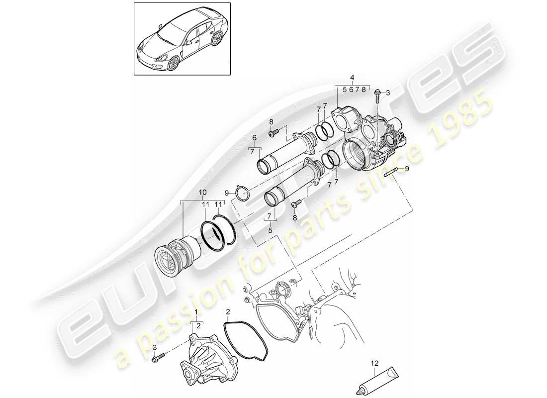 porsche 2011 (panamera 970) water pump part diagram
