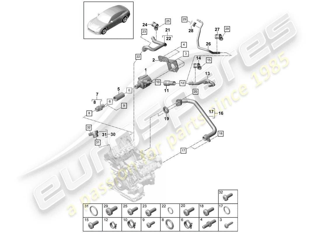 porsche 2017 (panamera 971-1) water cooling part diagram