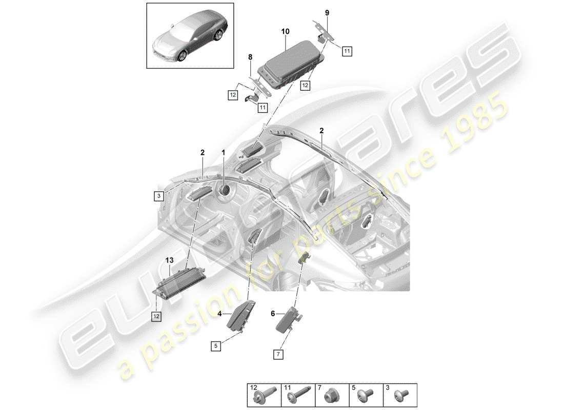 porsche 2020 (panamera 971-1) airbag part diagram