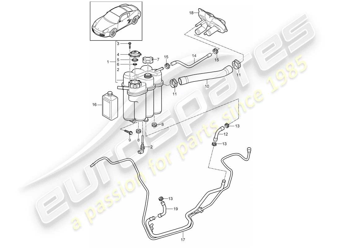 porsche 2011 (987 cayman) water cooling part diagram