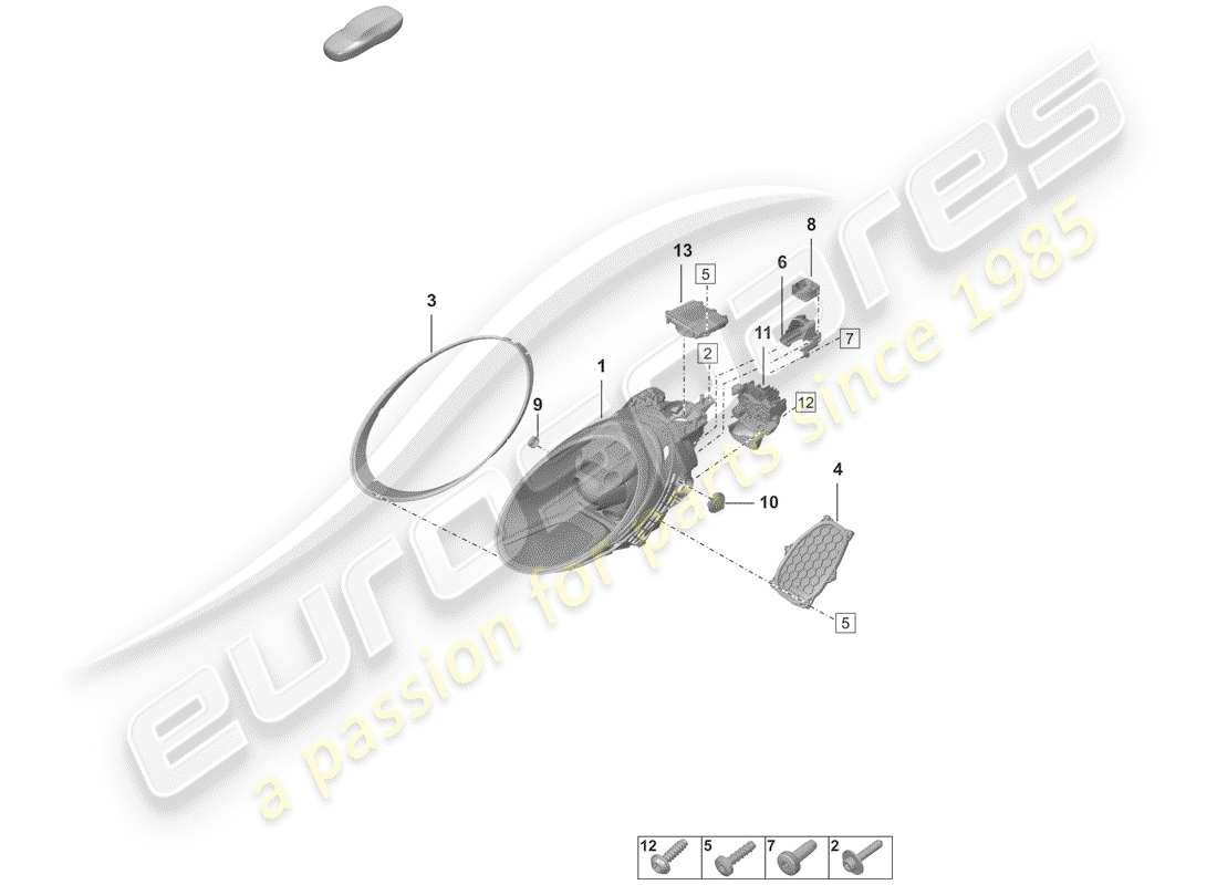 porsche 2019 (992-1) led headlight part diagram