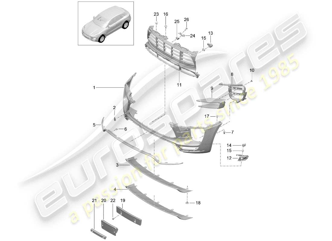 porsche macan (2017) bumper part diagram