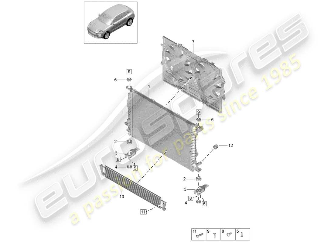 porsche 2019 (macan) radiator part diagram