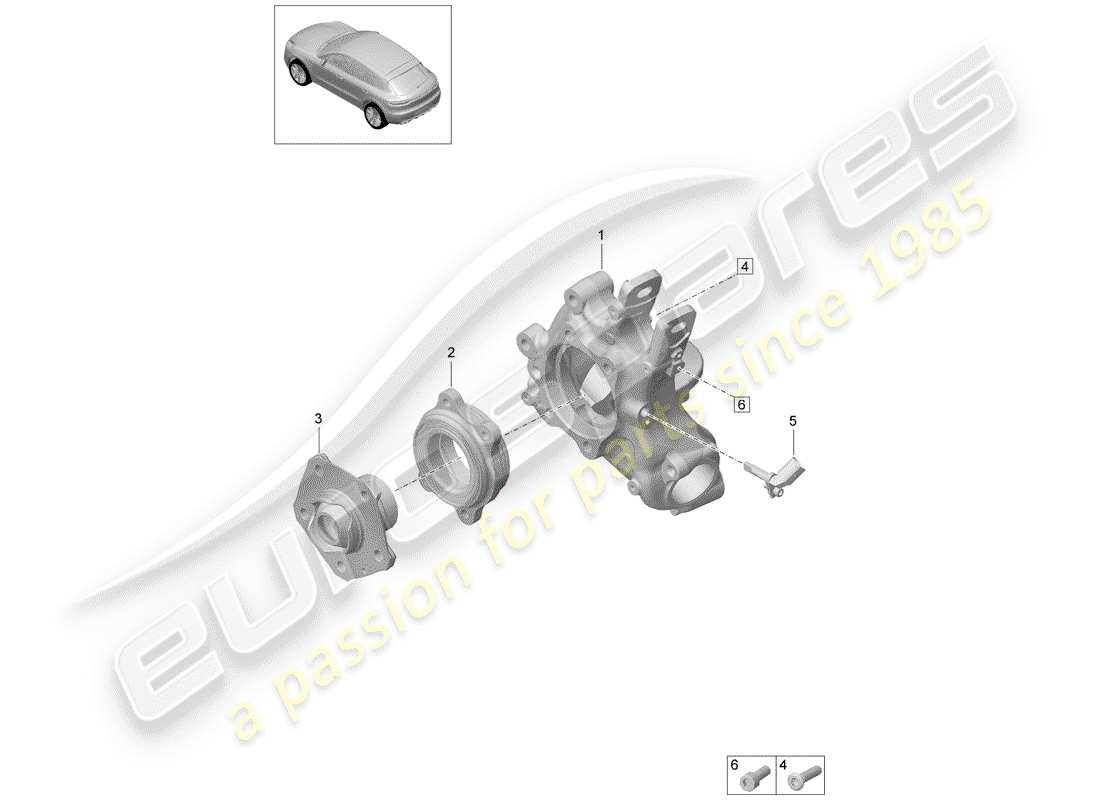 porsche 2019 (macan) wheel carrier part diagram