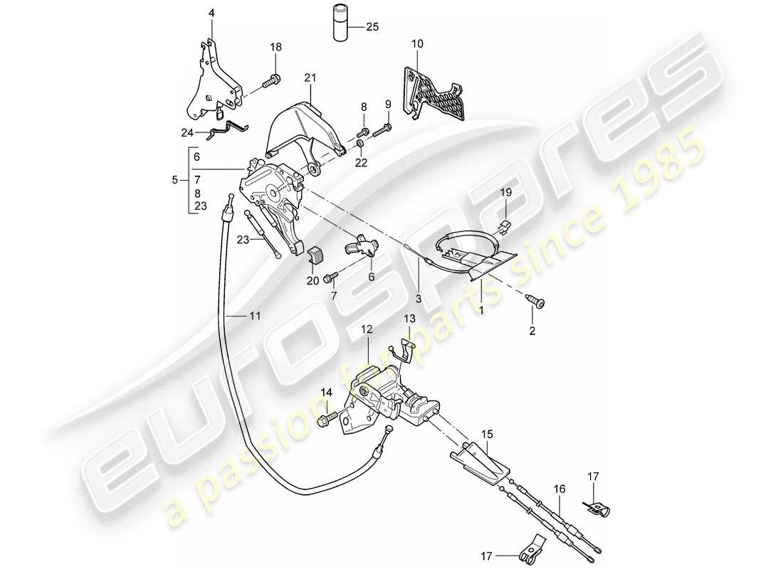 porsche cayenne (2003) foot-activated park brk lever part diagram