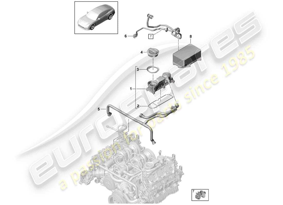 porsche 2017 (panamera 971-1) crankcase breather part diagram