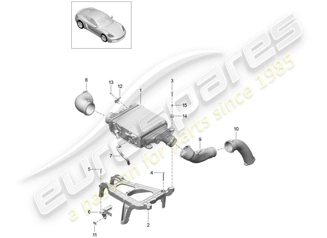 porsche 2020 (718 cayman) charge air cooler part diagram