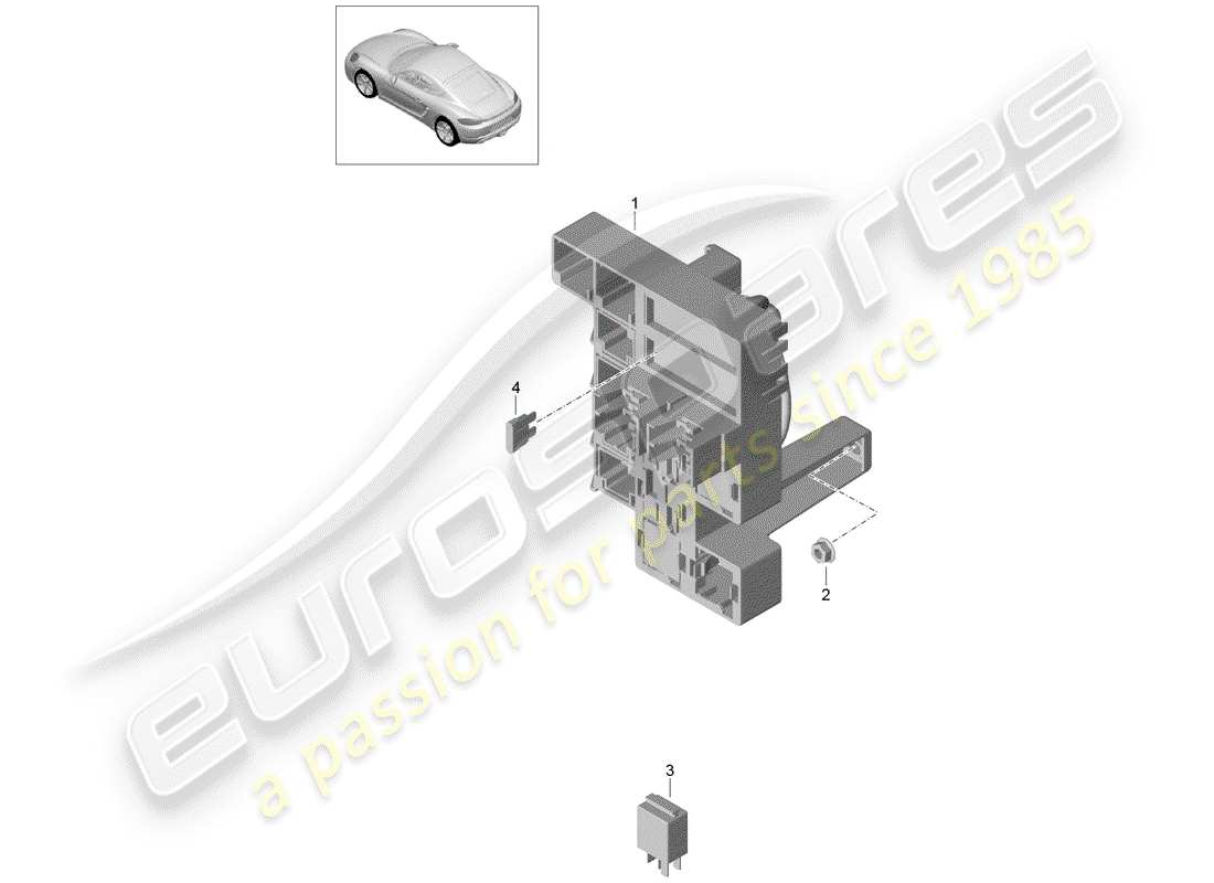 porsche 718 cayman (2018) fuse box/relay plate parts diagram