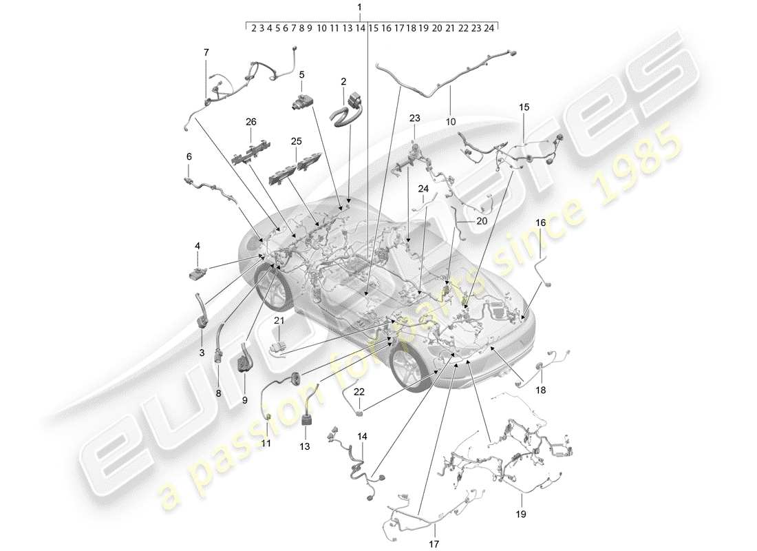 porsche 2018 (718 cayman) wiring harnesses part diagram