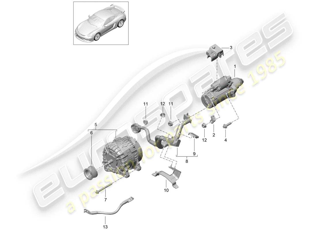 porsche 2016 (981 cayman gt4) starter part diagram