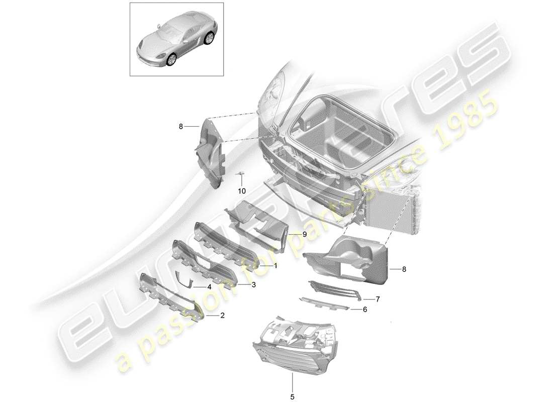 porsche 2019 (718 cayman) air duct part diagram