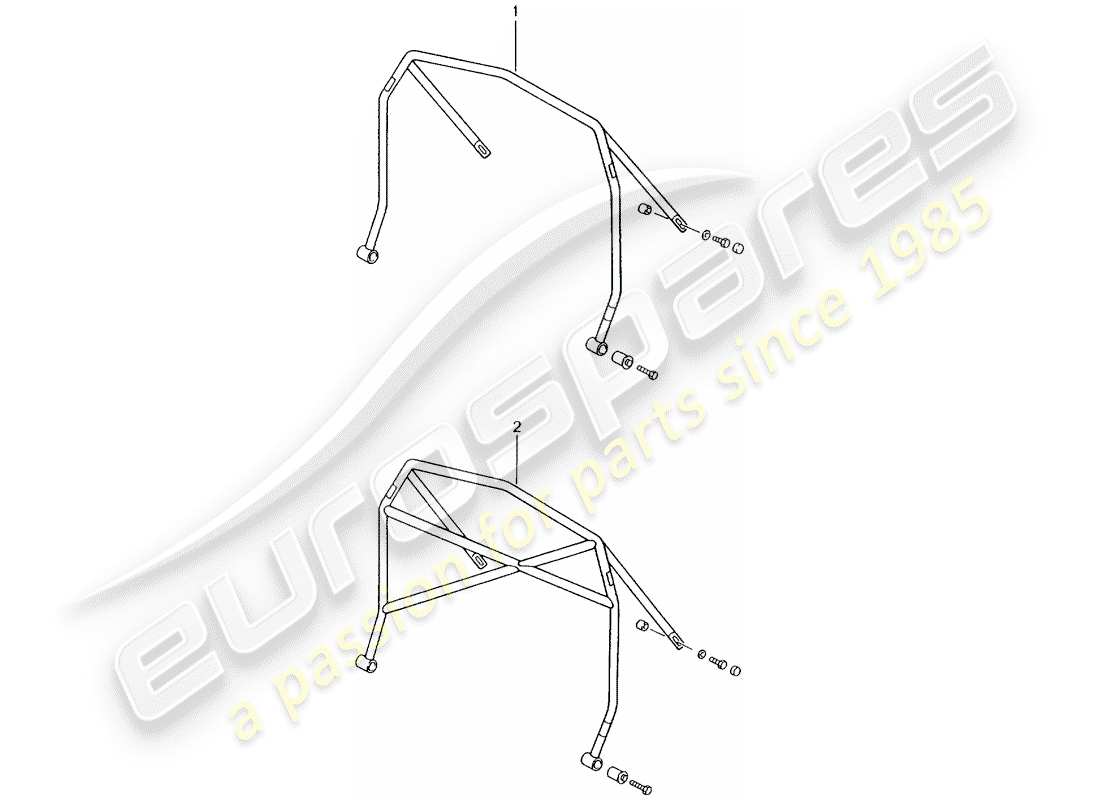 porsche 2001 (tequipment) roll bar part diagram