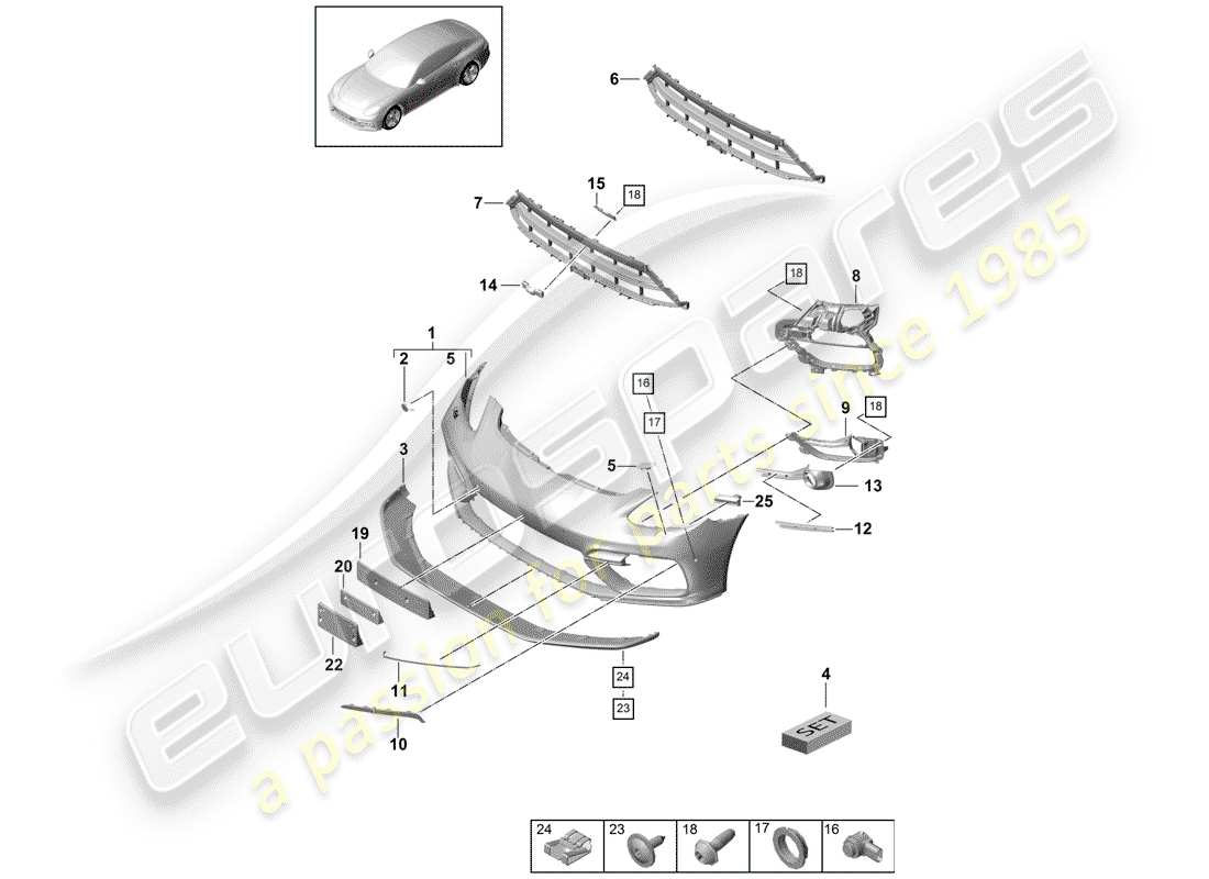 porsche 2019 (panamera 971-1) bumper part diagram