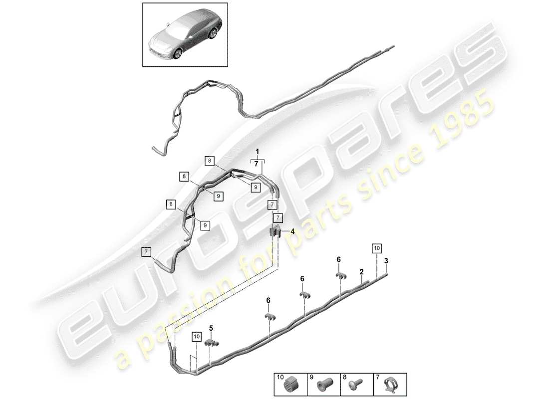 porsche 2019 (panamera 971-1) coolant pipe part diagram