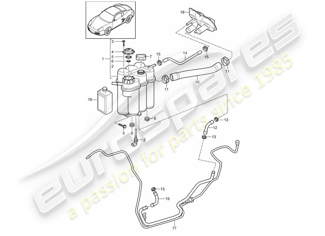 porsche cayman 987 (2010) water cooling parts diagram