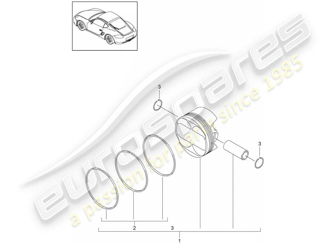 porsche 2010 (987 cayman) piston part diagram