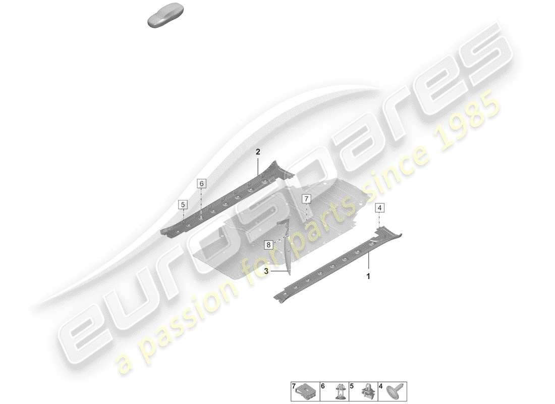 porsche 2019 (992-1) side member trim part diagram