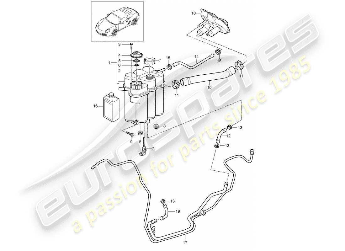 porsche 2010 (987 boxster) water cooling part diagram
