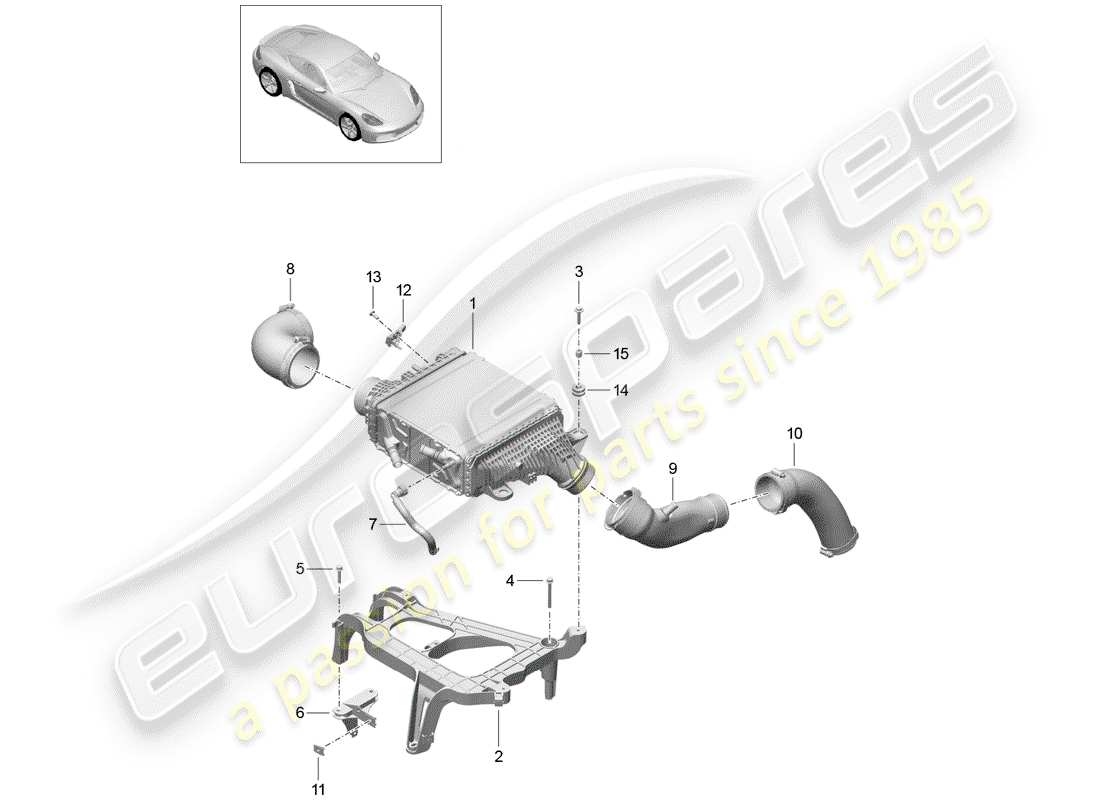porsche 718 cayman (2018) charge air cooler parts diagram