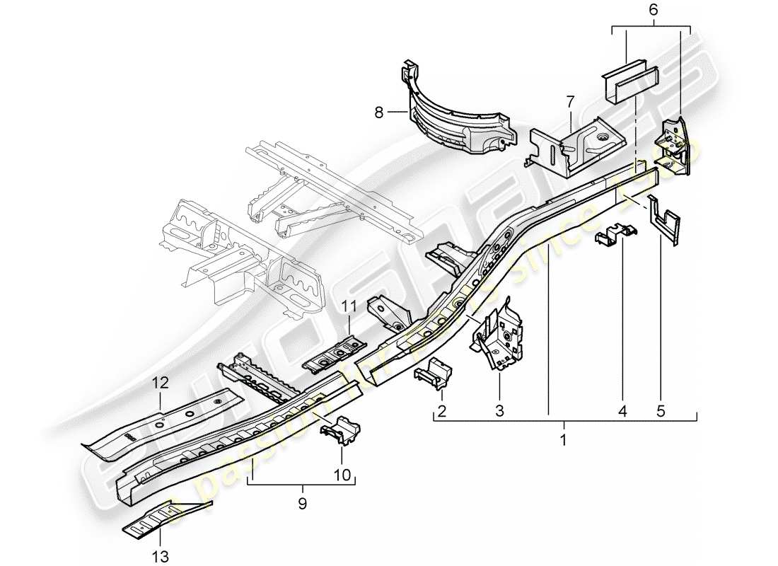 porsche 2007 (cayenne e1 9pa) frame part diagram