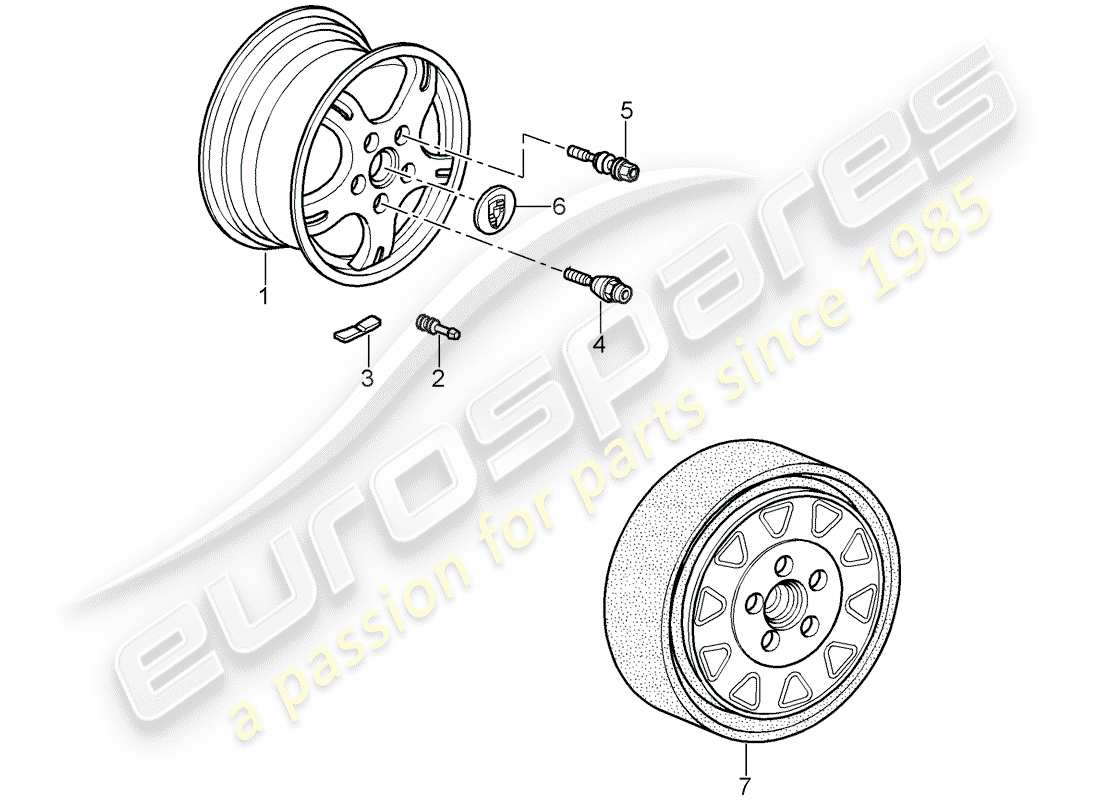 porsche 2008 (987 cayman) wheels part diagram