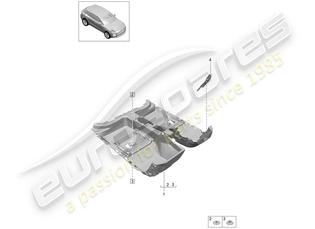 porsche macan (2020) floor cover parts diagram