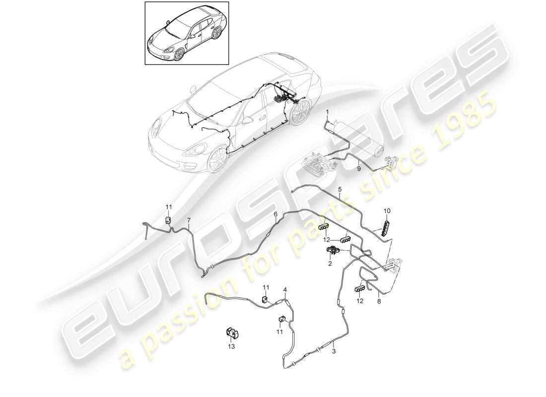 porsche 2010 (cayenne e1 9pa) adaptive suspension air line parts diagram