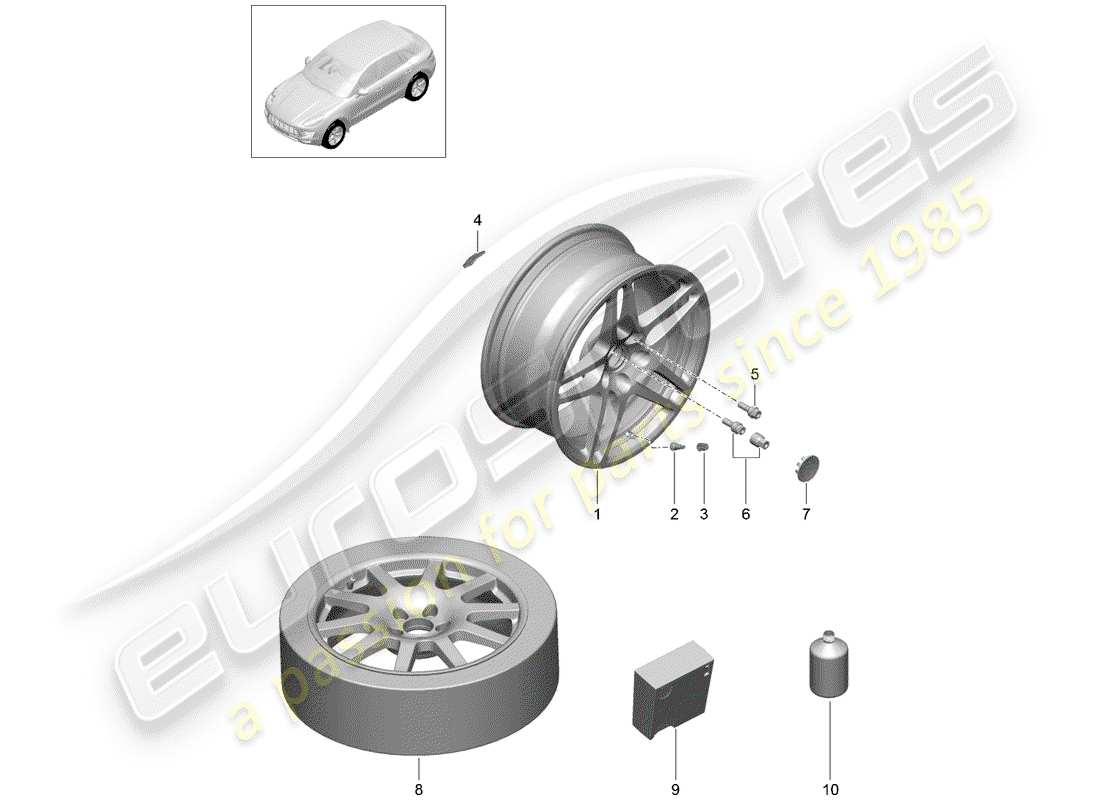 porsche macan (2018) wheels/tyres part diagram