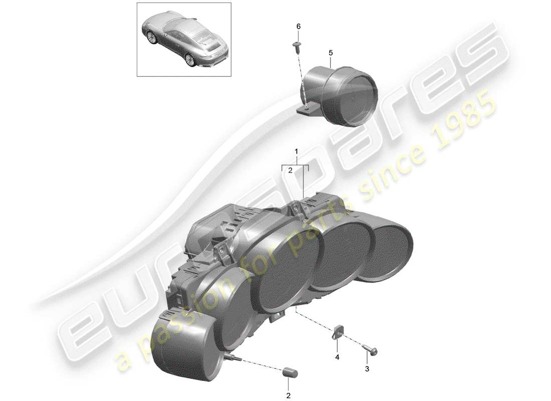 porsche 2017 (991-2) instrument cluster part diagram