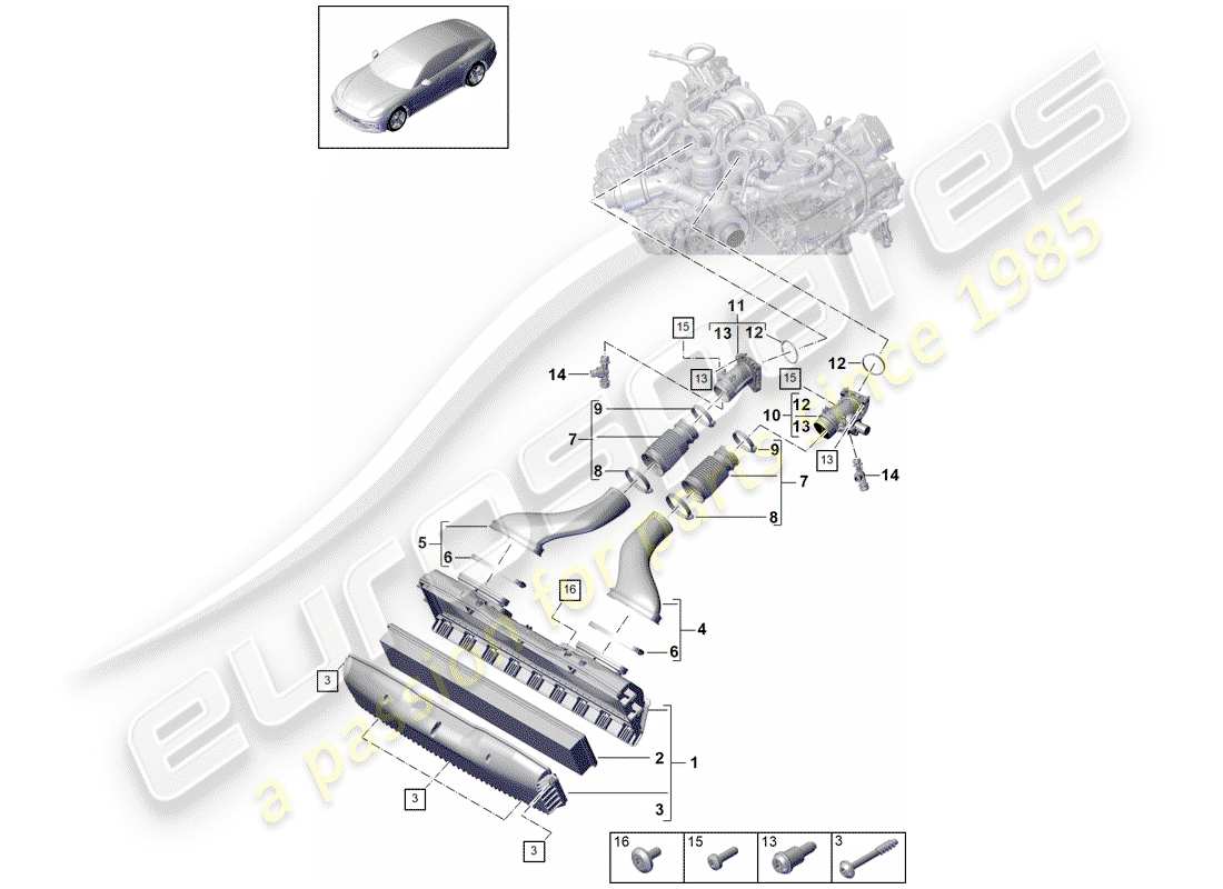 porsche 2019 (panamera 971-1) air cleaner housing part diagram