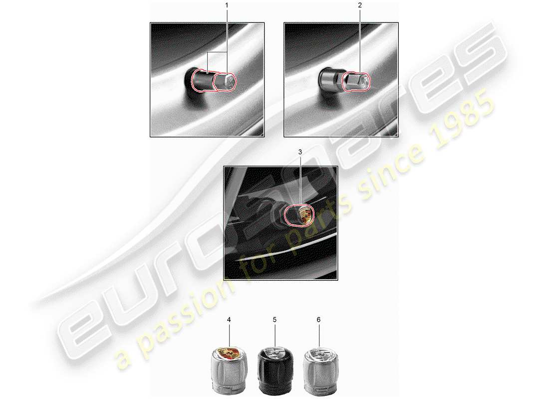 porsche 2015 (tequipment cayenne) valve cap for part diagram
