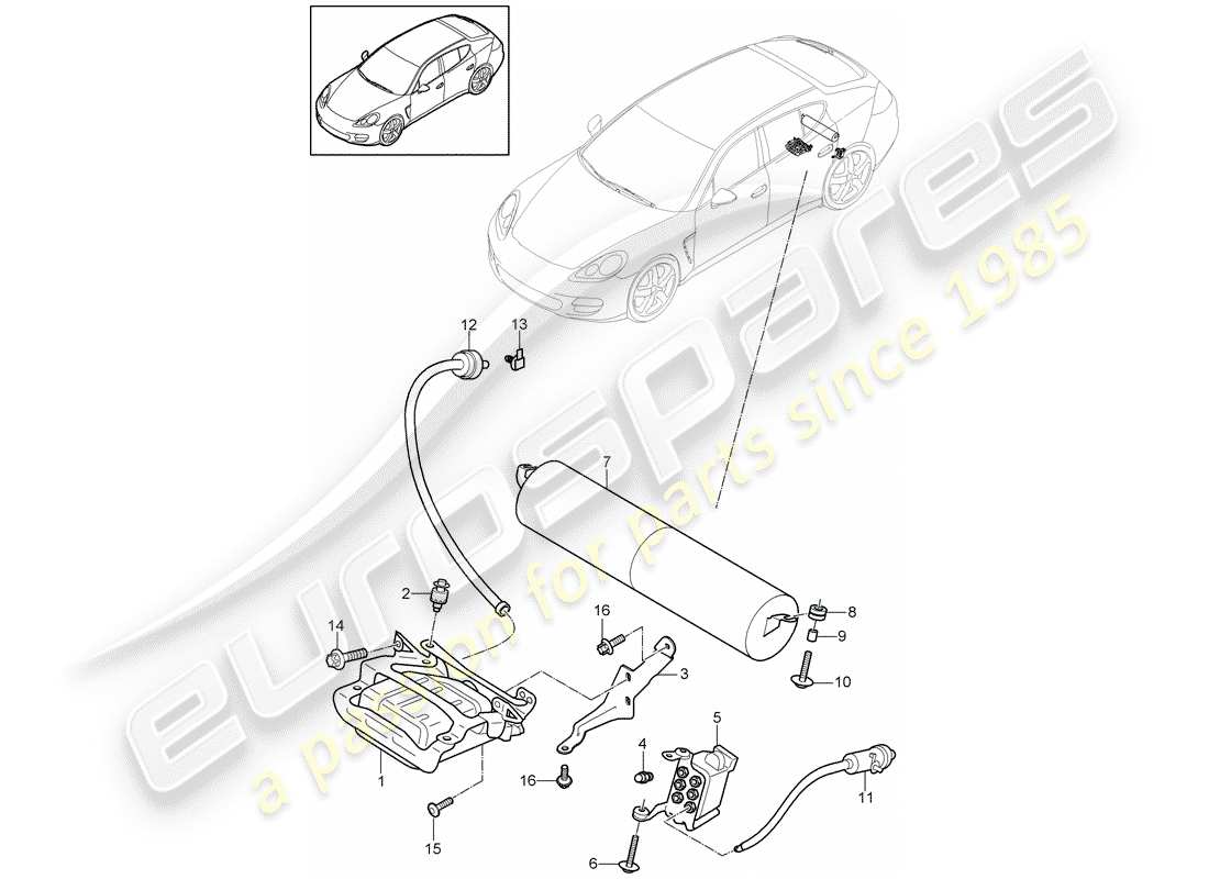 porsche panamera 970 (2012) self levelling system part diagram