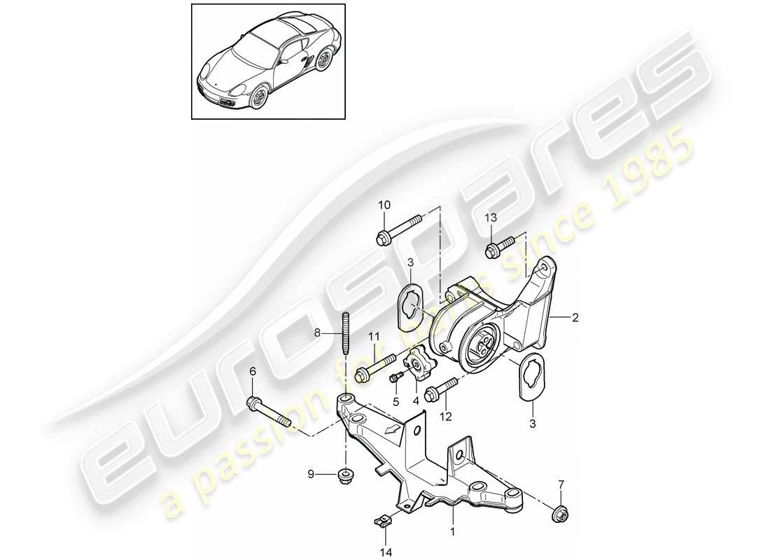 porsche 2012 (987 cayman) engine suspension part diagram