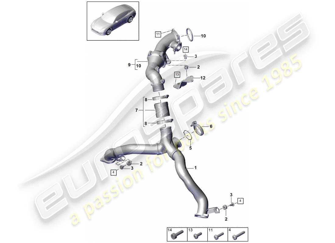 porsche 2017 (panamera 971-1) charge air cooler part diagram