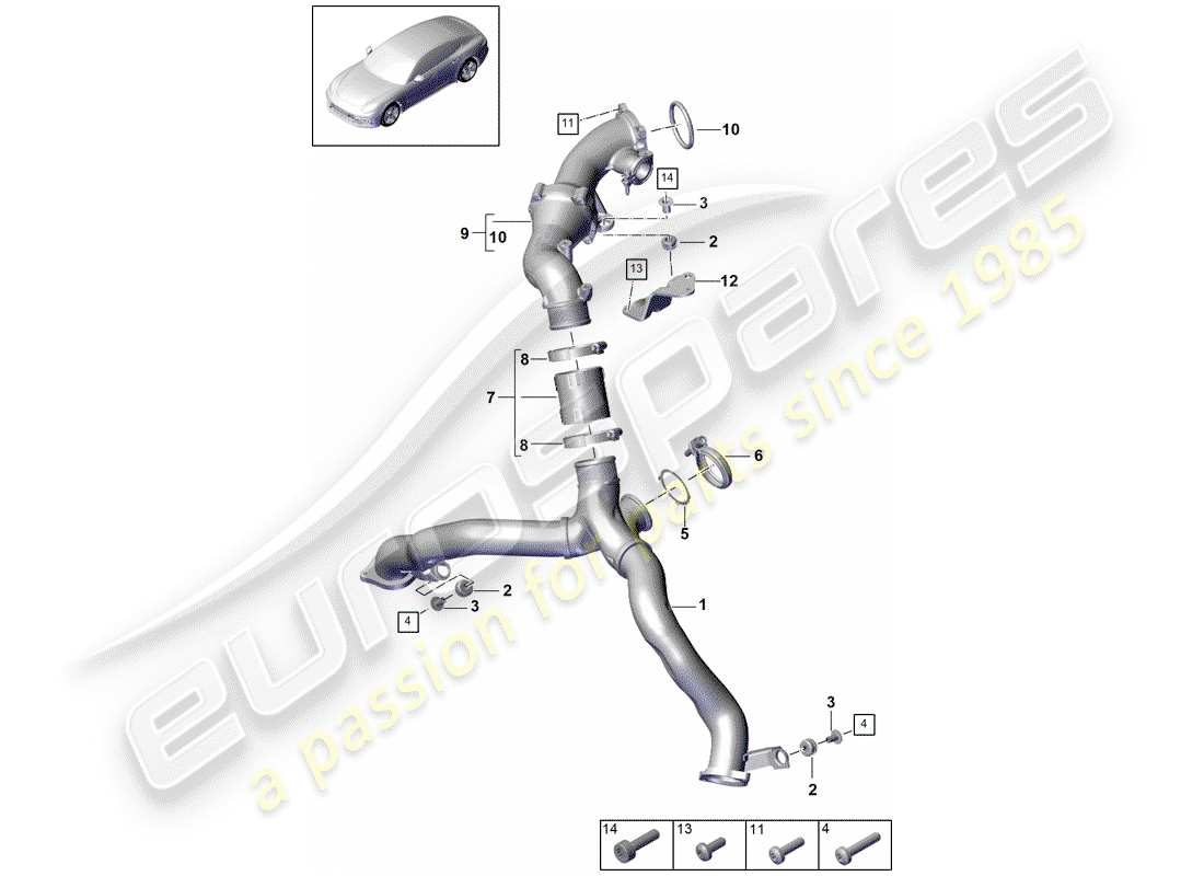 porsche panamera 971 (2017) charge air cooler part diagram