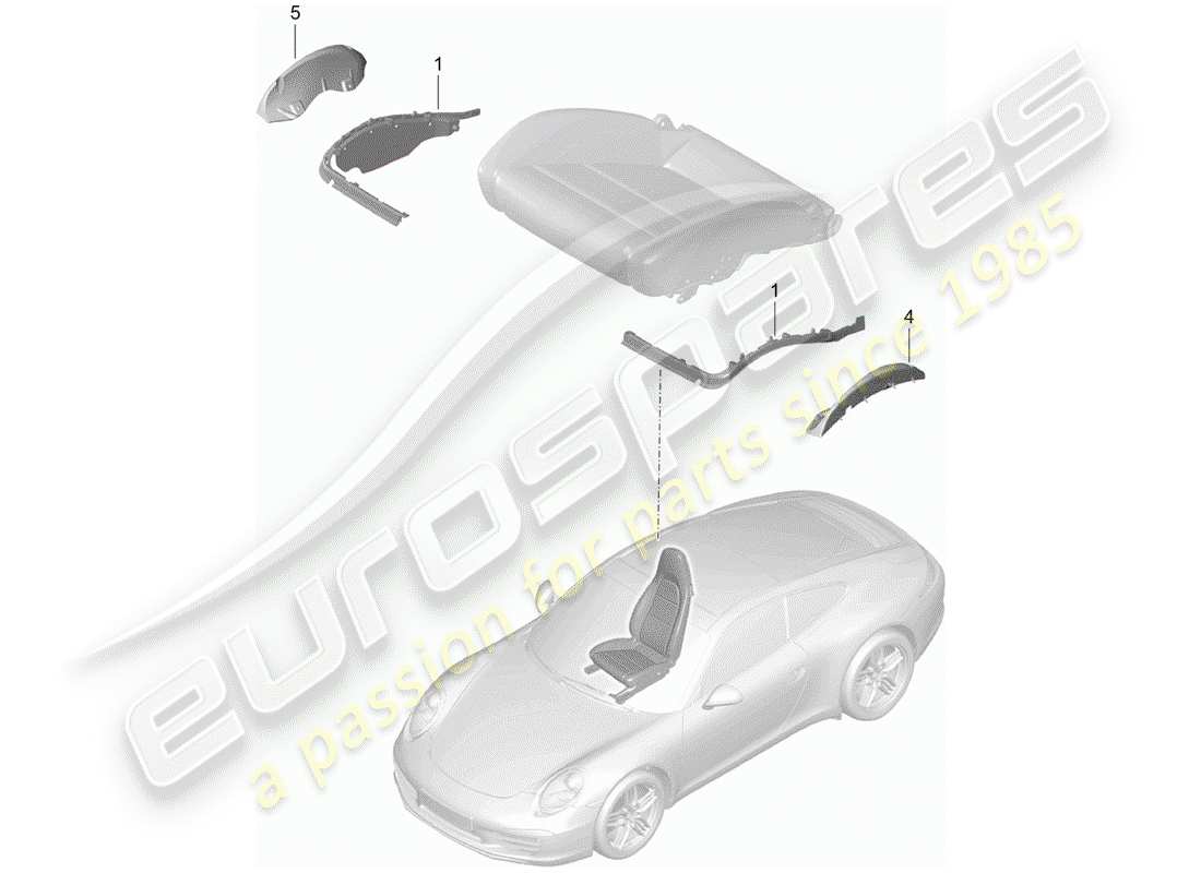 porsche 991 (2016) padding for seat parts diagram