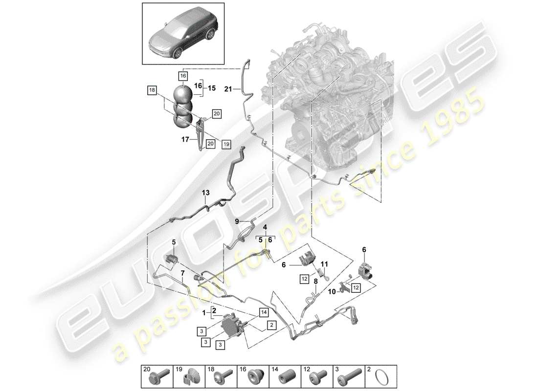 porsche 2020 (cayenne e3 9ya/9yb) vacuum system part diagram
