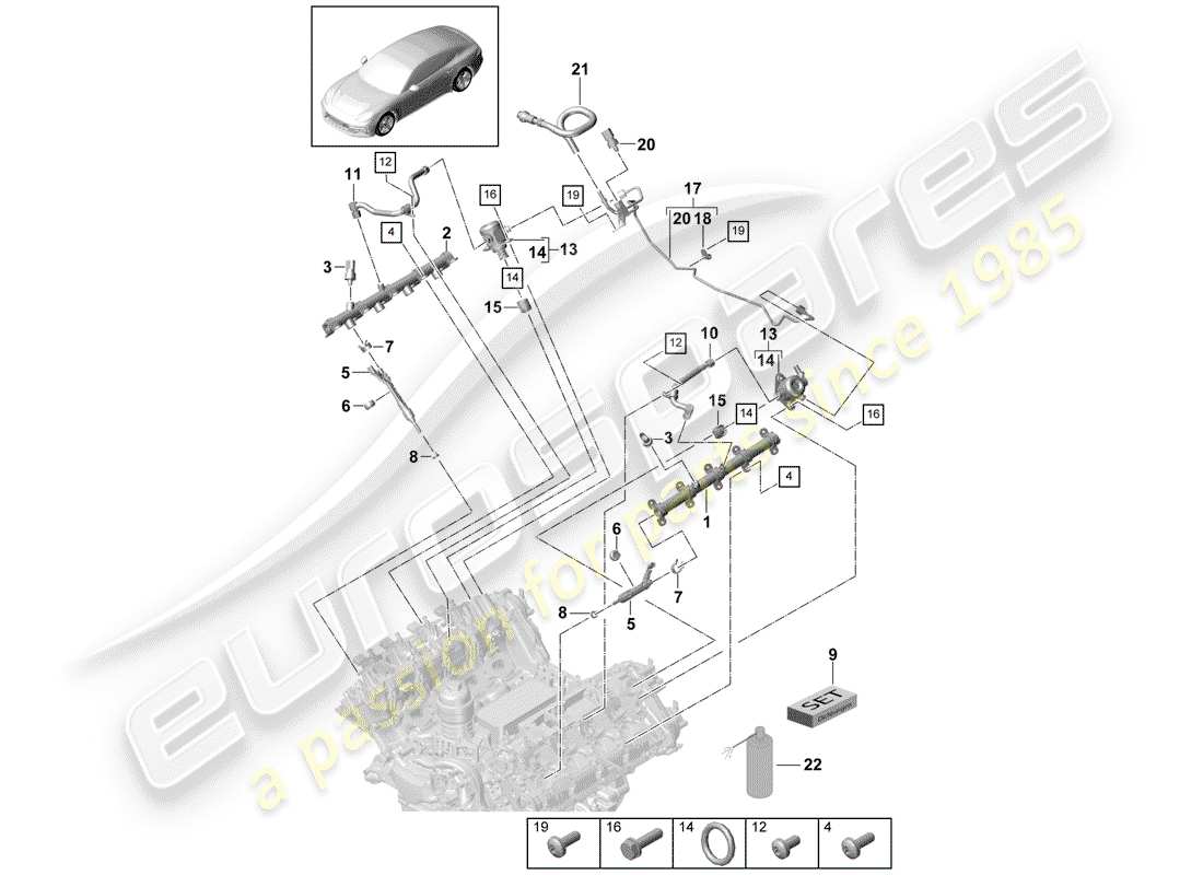 porsche panamera 971 (2017) fuel collection pipe parts diagram