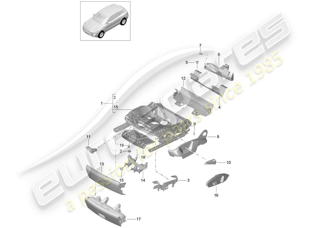 porsche 2018 (macan) seat frame part diagram