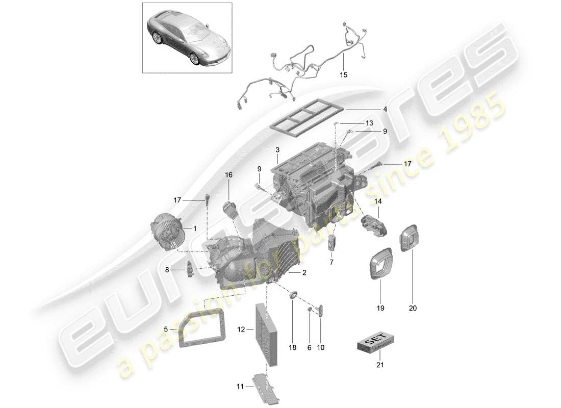 porsche 2020 (991-2) air conditioner part diagram